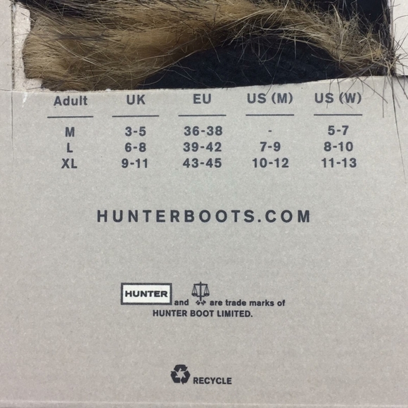 Hunter Faux Fur Cuff Tall Boot Sock sz L - Picture 7 of 9